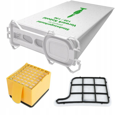 Worki + Filtr HEPA + Filtr Silnika Vorwerk VK135 VK136 Zestaw Premium