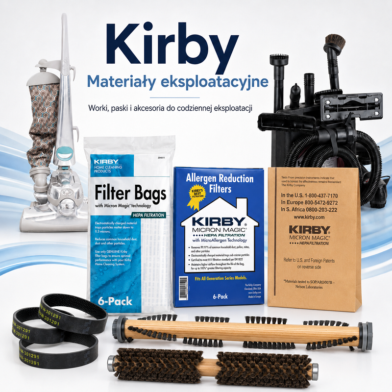 Materiały eksploatacyjne Kirby – worki, wałki, paski i filtry